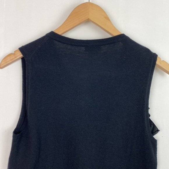 Vintage J.Crew S Silk Sequined Bow Black Sweater Vest Shell Cashmere Wool - Picture 11 of 12